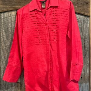 Vibrant Red Button-Up Shirt